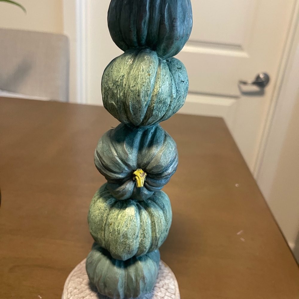 Stacked Green Pumpkin Candle Holder